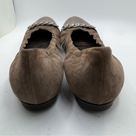 AGL Sz 37.5 Cap Toe Ballet Flats Snake Embossed Brown Suede US 7.5 - Picture 8 of 8